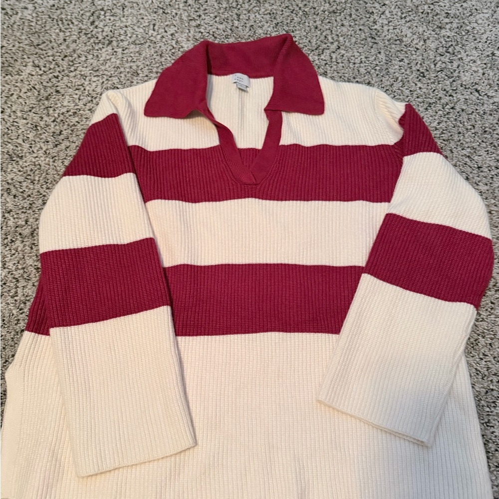 a new day V-Neck Cream and Red Women’s sweater